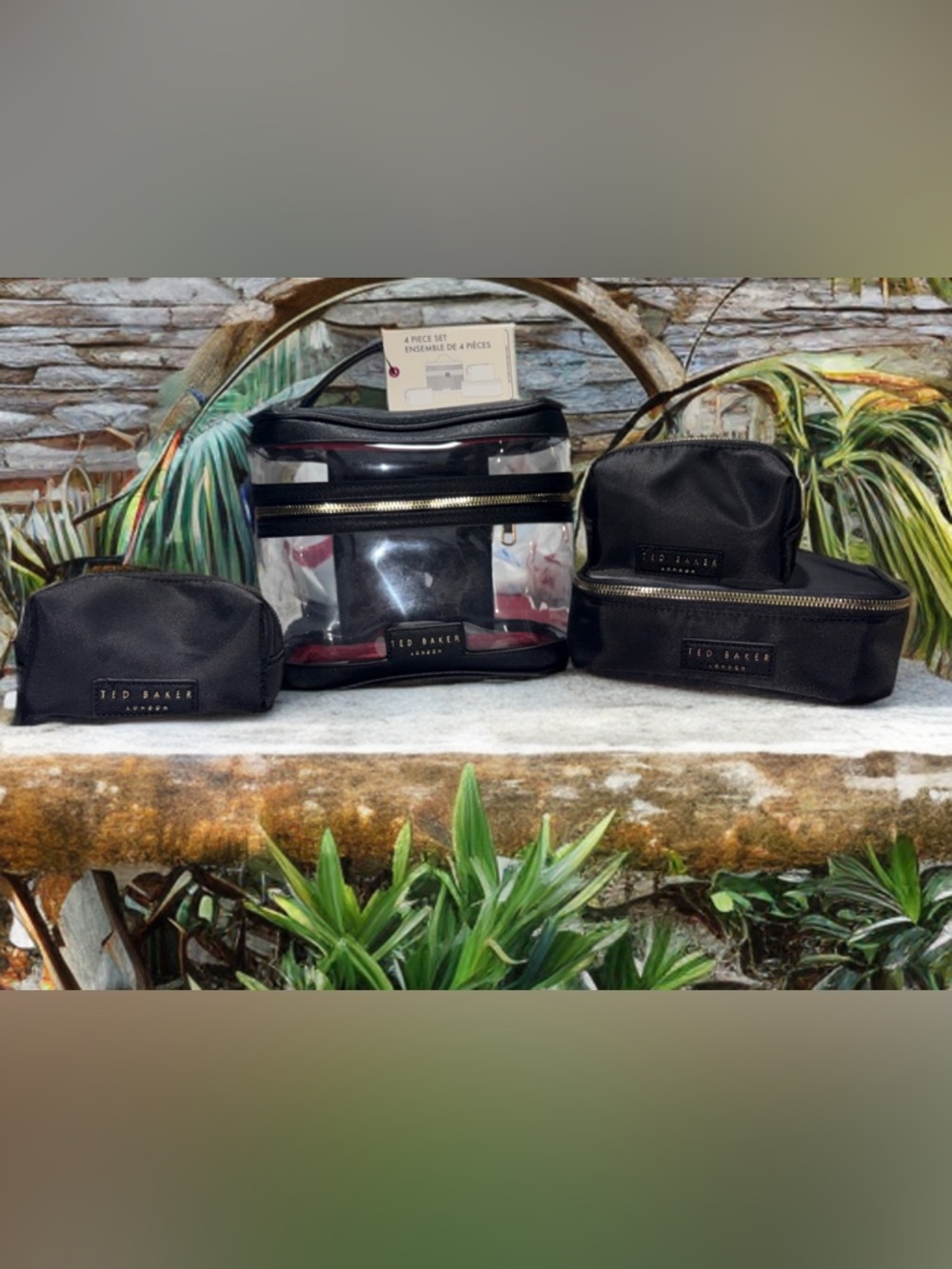 Ted Baker Black and Clear Travel Cosmetic Set